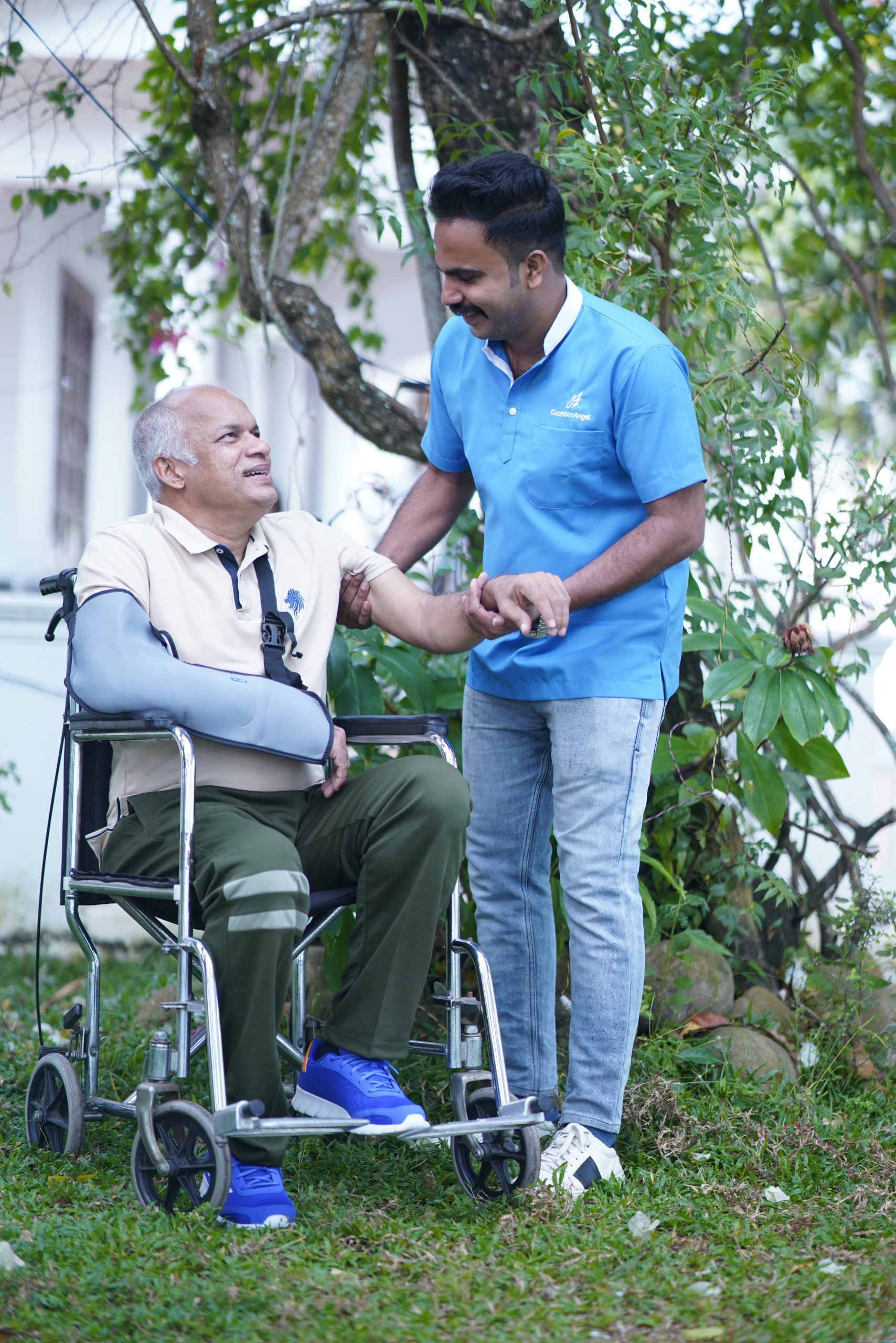 Old man and care giver