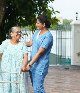 Female caregiver and old women